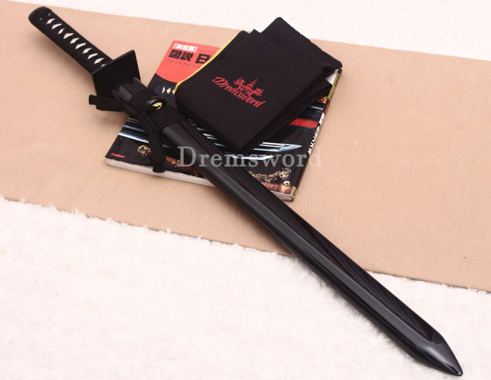 1095 High Carbon Steel Chokuto Wakizashi Japanese Samurai Ninja Sword Ninjato Straight Blade Black