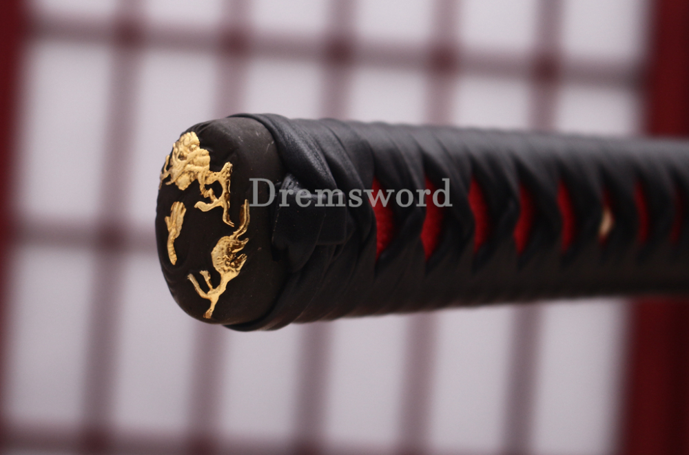 Shihozume ClayTempered Katana Japanese Samurai Red Sword Hand Polishing Shell Saya Shinogi Zukuri full Tang