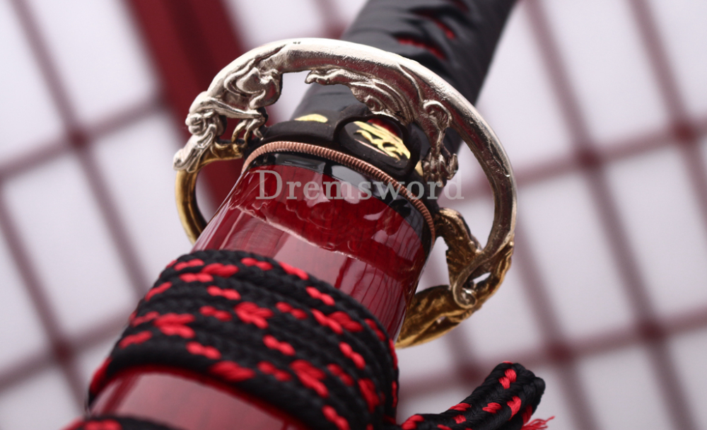 Shihozume ClayTempered Katana Japanese Samurai Red Sword Hand Polishing Shell Saya Shinogi Zukuri full Tang
