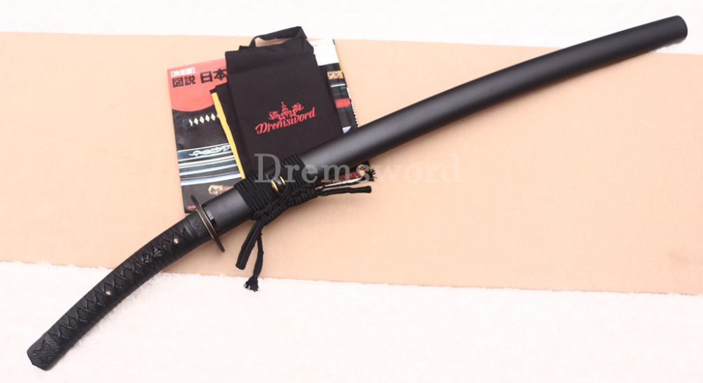 T10 Clay Tempered Katana 3.5cm Blade Japanese Samurai Sword SHINOGI-ZUKURI Full Tang Iron Tsuba Black Saya
