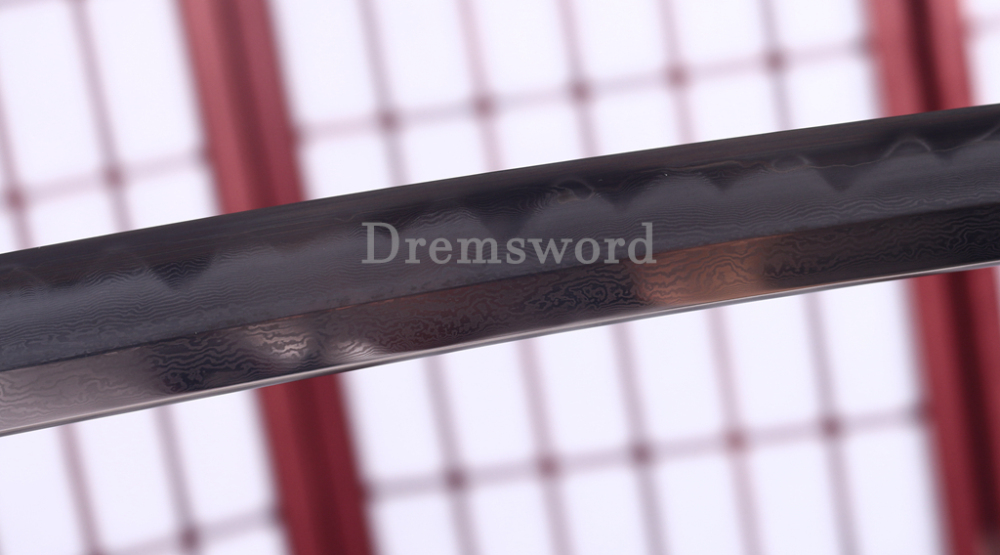 Shihozume ClayTempered Katana Hand Polishing Japanese Samurai Sword Red Saya Shinogi Zukuri full Tang