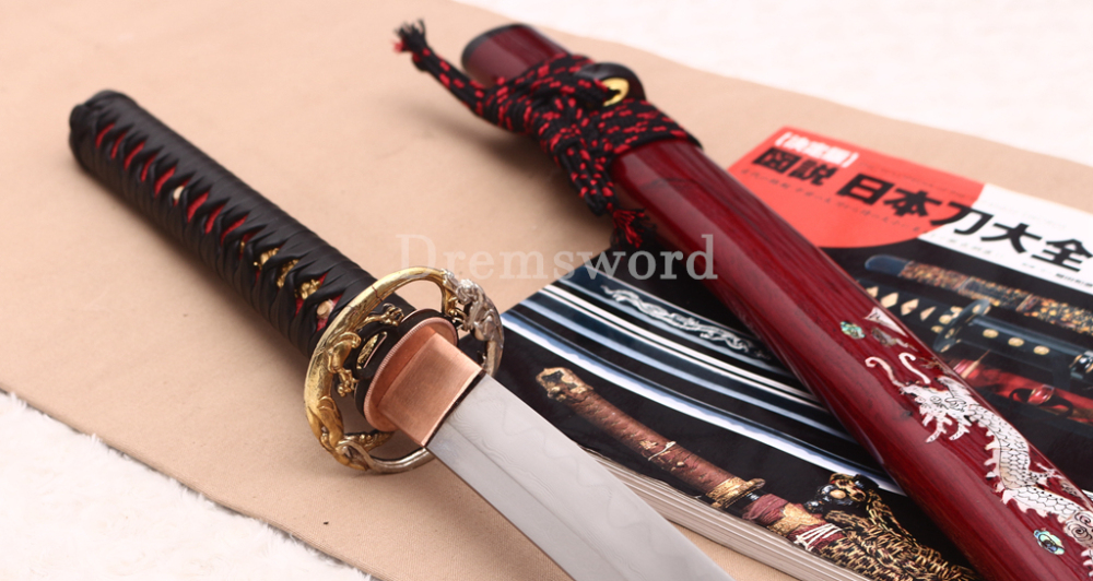 Shihozume ClayTempered Katana Japanese Samurai Red Sword Hand Polishing Shell Saya Shinogi Zukuri full Tang