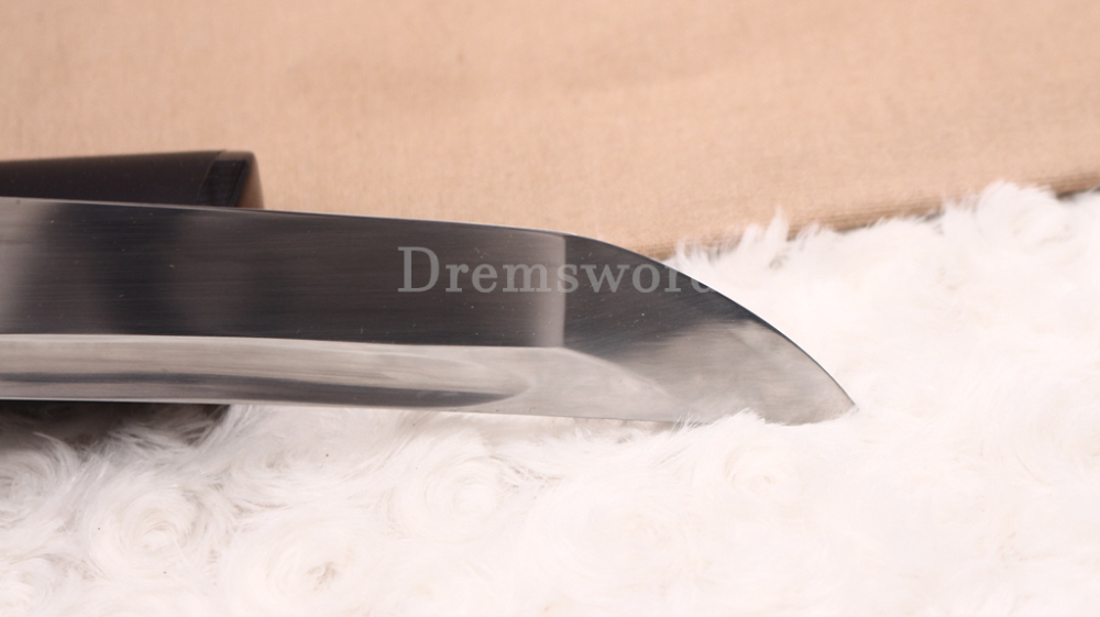 T10 Clay Tempered Katana 3.5cm Blade Japanese Samurai Sword SHINOGI-ZUKURI Full Tang Iron Tsuba Black Saya