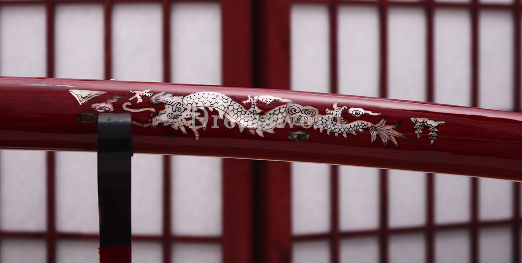 Shihozume ClayTempered Katana Japanese Samurai Red Sword Hand Polishing Shell Saya Shinogi Zukuri full Tang