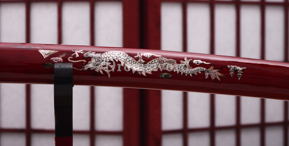 Shihozume ClayTempered Katana Japanese Samurai Red Sword Hand Polishing Shell Saya Shinogi Zukuri full Tang