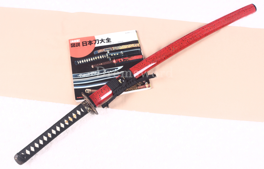 Shihozume ClayTempered Katana Hand Polishing Japanese Samurai Sword Red Saya Shinogi Zukuri full Tang