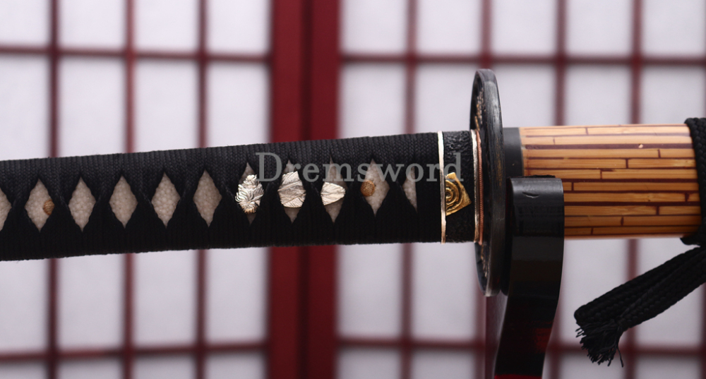 Hand Forged Tamahagane Clay Tempered Katana Japanese Samurai Sword SHINOGI-ZUKURI Full Tang Ox Horn Saya