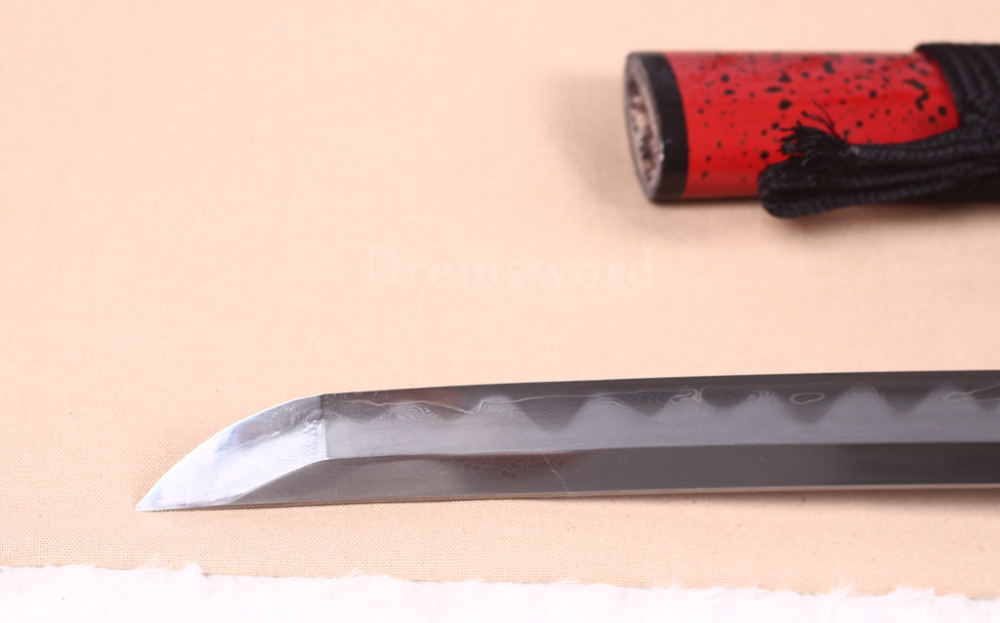 Shihozume ClayTempered Katana Hand Polishing Japanese Samurai Sword Red Saya Shinogi Zukuri full Tang
