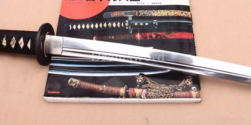 1095 High Carbon Steel Katana Japanese Samurai Functional Battle Sword KOGARASU-MARU ZUKURI Black Saya