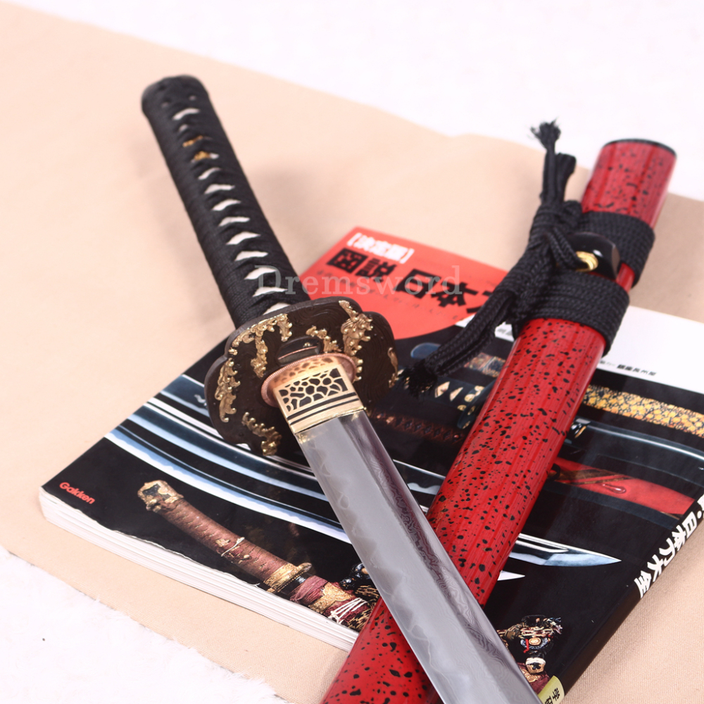 Shihozume ClayTempered Katana Hand Polishing Japanese Samurai Sword Red Saya Shinogi Zukuri full Tang