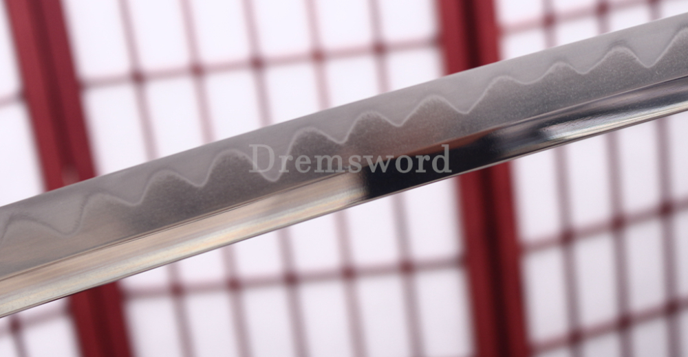 Hand Forged Tamahagane Clay Tempered Katana Japanese Samurai Sword SHINOGI-ZUKURI Full Tang Ox Horn Saya