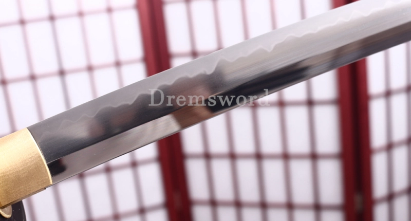 T10 Clay Tempered Katana Hadori Polishing Japanese Samurai Sword SHINOGI-ZUKURI Full Tang Ox Horn Saya Black and Purple