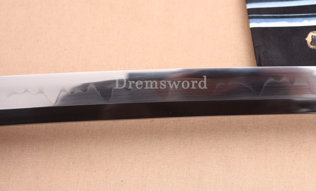 1095 High Carbon Steel Clay Tempered Katana KO Kissaki Japanese Samurai Sword SHINOGI-ZUKURI Full Tang Dark Brown Saya