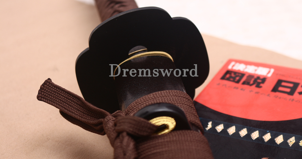1095 High Carbon Steel Clay Tempered Katana KO Kissaki Japanese Samurai Sword SHINOGI-ZUKURI Full Tang Dark Brown Saya