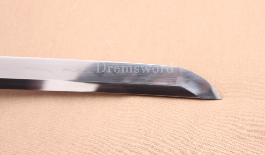 1095 High Carbon Steel Clay Tempered Katana KO Kissaki Japanese Samurai Sword SHINOGI-ZUKURI Full Tang Dark Brown Saya