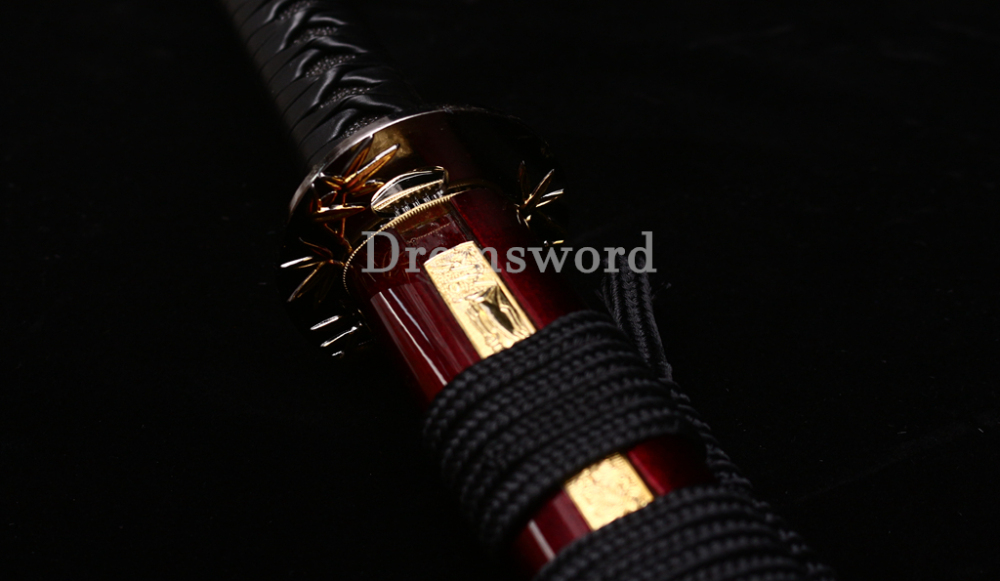 T10 Clay Tempered Kozuka Katana Japanese Samurai Sword SHINOGI-ZUKURI Full Tang Red Saya