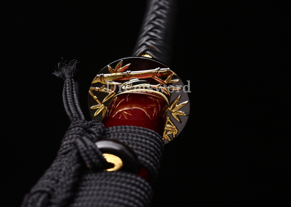 T10 Clay Tempered Kozuka Katana Japanese Samurai Sword SHINOGI-ZUKURI Full Tang Red Saya