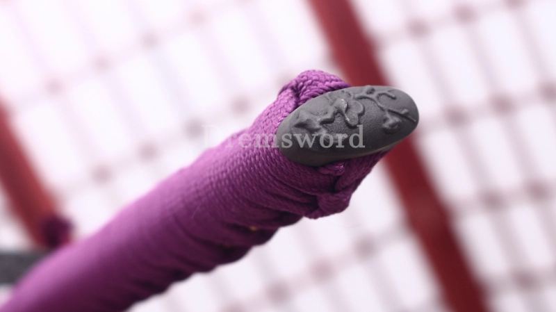 T10 Clay Tempered Katana Hadori Polishing Japanese Samurai Sword SHINOGI-ZUKURI Full Tang Ox Horn Saya Black and Purple