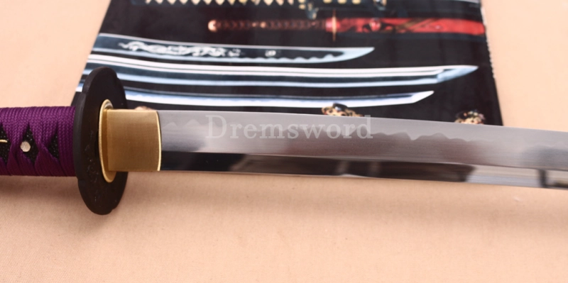 T10 Clay Tempered Katana Hadori Polishing Japanese Samurai Sword SHINOGI-ZUKURI Full Tang Ox Horn Saya Black and Purple