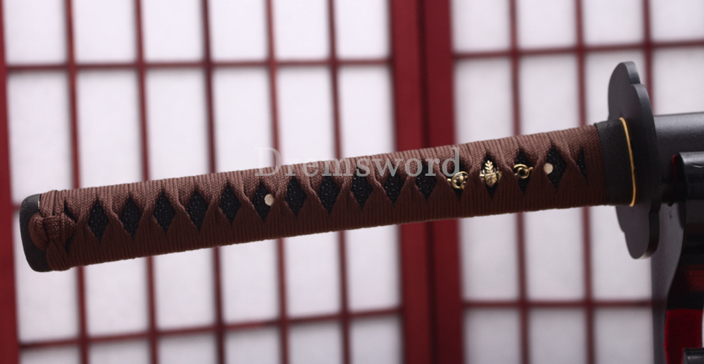 1095 High Carbon Steel Clay Tempered Katana KO Kissaki Japanese Samurai Sword SHINOGI-ZUKURI Full Tang Dark Brown Saya