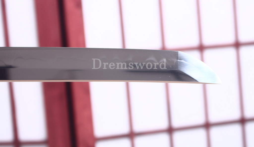 1095 High Carbon Steel Clay Tempered Katana KO Kissaki Japanese Samurai Sword SHINOGI-ZUKURI Full Tang Dark Brown Saya
