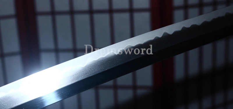 T10 Clay Tempered Katana Hadori Polishing Japanese Samurai Sword SHINOGI-ZUKURI Full Tang Ox Horn Saya Black and Purple