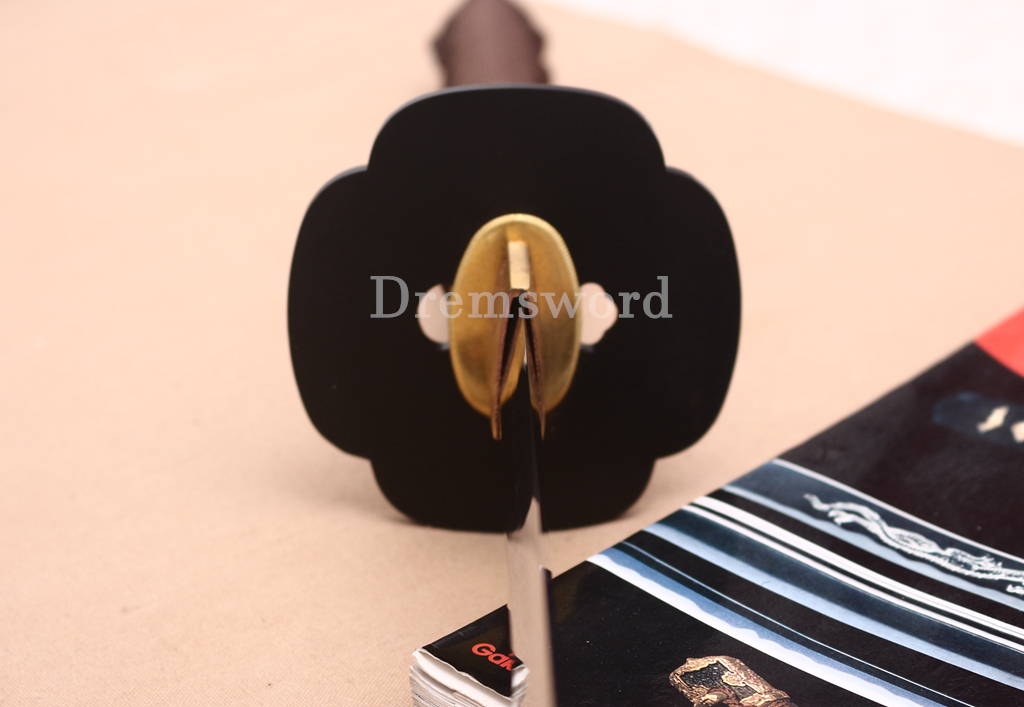 1095 High Carbon Steel Clay Tempered Katana KO Kissaki Japanese Samurai Sword SHINOGI-ZUKURI Full Tang Dark Brown Saya