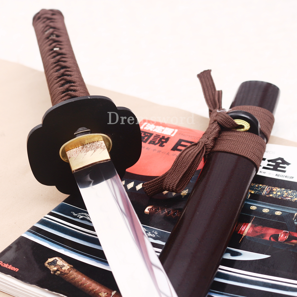 1095 High Carbon Steel Clay Tempered Katana KO Kissaki Japanese Samurai Sword SHINOGI-ZUKURI Full Tang Dark Brown Saya