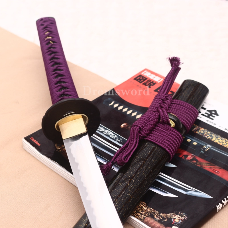 T10 Clay Tempered Katana Hadori Polishing Japanese Samurai Sword SHINOGI-ZUKURI Full Tang Ox Horn Saya Black and Purple