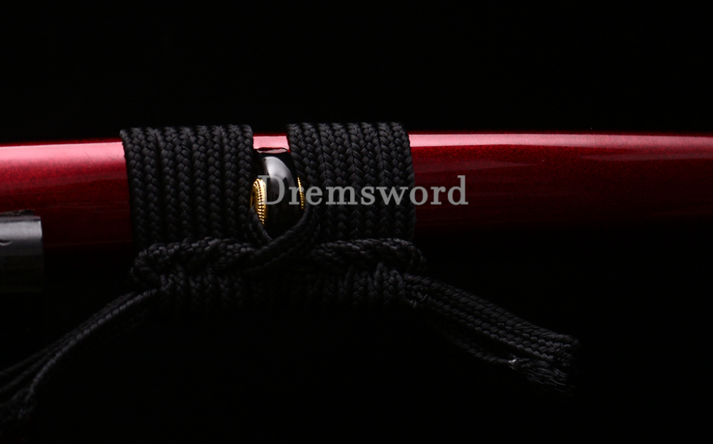 T10 Clay Tempered Kozuka Katana Japanese Samurai Sword SHINOGI-ZUKURI Full Tang Red Saya