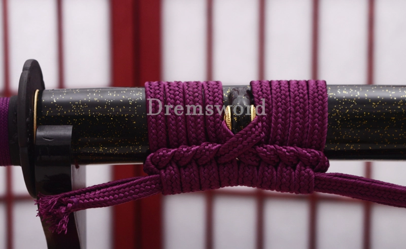 T10 Clay Tempered Katana Hadori Polishing Japanese Samurai Sword SHINOGI-ZUKURI Full Tang Ox Horn Saya Black and Purple