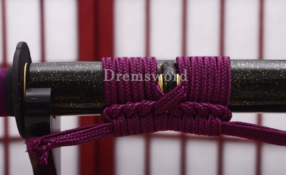 T10 Clay Tempered Katana Hadori Polishing Japanese Samurai Sword SHINOGI-ZUKURI Full Tang Ox Horn Saya Black and Purple