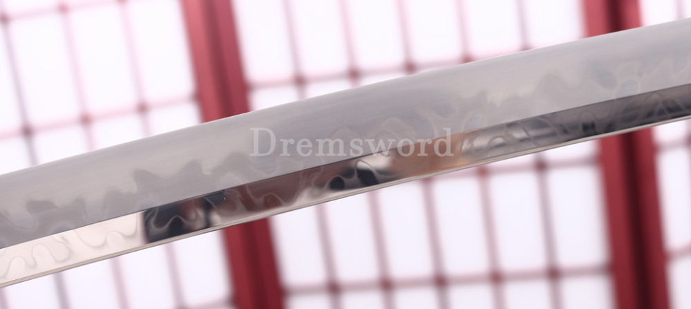 T10 Clay Tempered Katana Hitatsura Hamon Japanese Samurai Sword SHINOGI-ZUKURI Full Tang Hand Painting Dargon Saya Green
