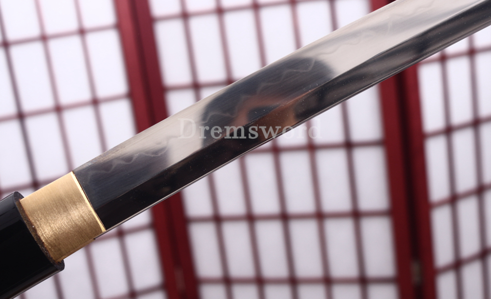 T10 Clay Tempered Shirasaya Kill Bill Oren Ishi Katana Japanese Samurai Sword SHINOGI-ZUKURI Full Tang Black