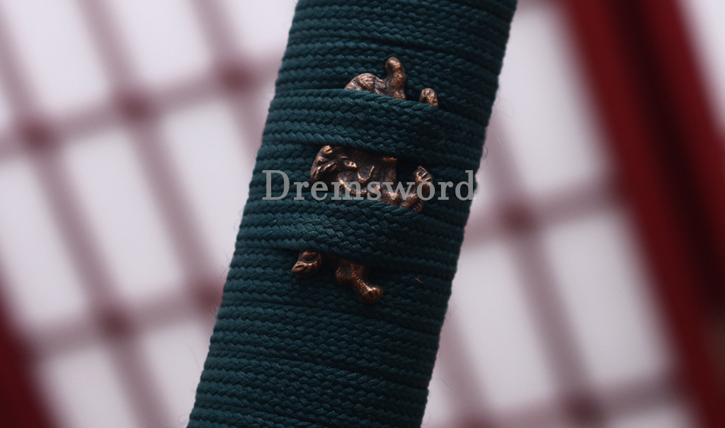 L6 Steel Katana 3.8cm Wide Heavy Cutter Japanese Samurai Sword for Battle & Practice HIRA-ZUKURI Green