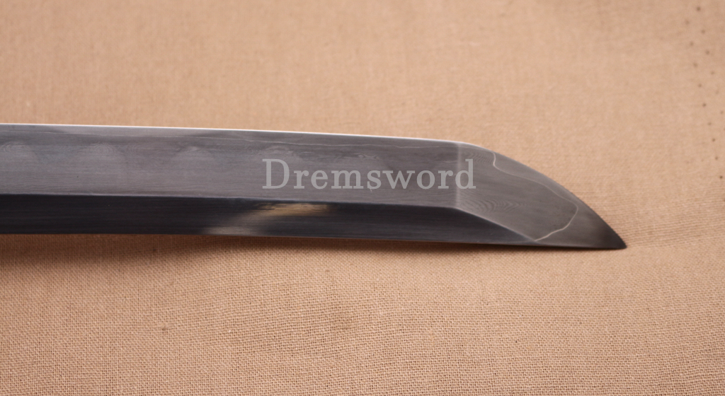 Honsanmai Clay Tempered Katana Japanese Samurai Sword Hand Polishing Hamon Carved Dragon Saya Shinogi-Zukuri Black