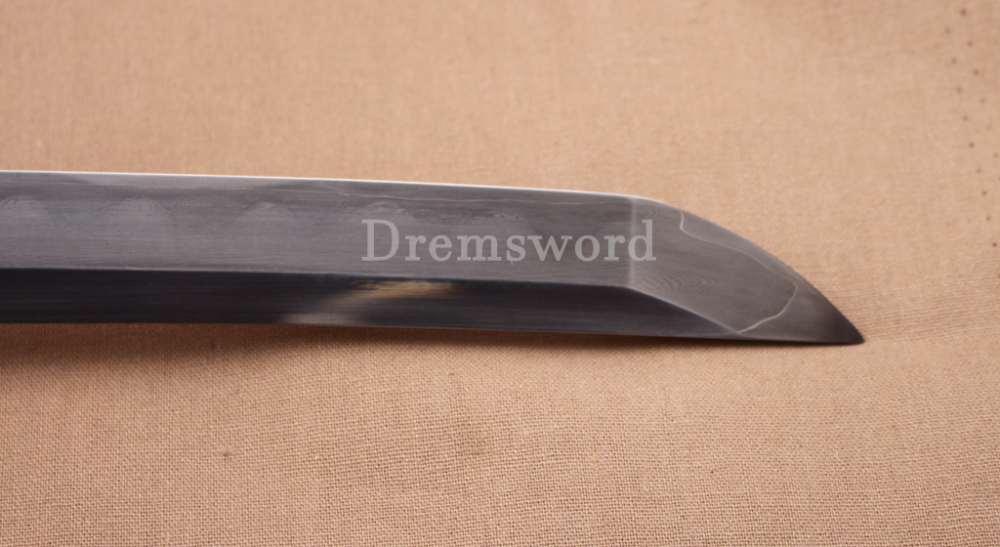 Honsanmai Clay Tempered Katana Japanese Samurai Sword Hand Polishing Hamon Carved Dragon Saya Shinogi-Zukuri Black