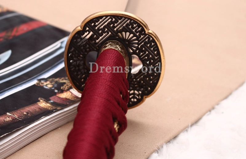 Handmade L6 Steel Clay Tempered Katana Japanese Samurai Sword Sharp Shinogi-Zukuri Sword Red