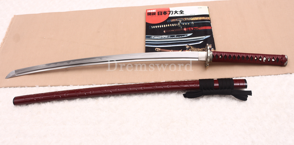 T10 Clay Tempered Katana Hadori Polishing Togari Hamon Japanese Samurai Sword SHINOGI-ZUKURI Hand Carved Ox Horn Saya Red