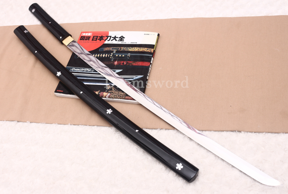T10 Clay Tempered Shirasaya Kill Bill Oren Ishi Katana Japanese Samurai Sword SHINOGI-ZUKURI Full Tang Black