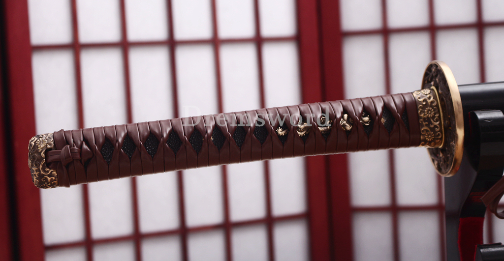 Honsanmai Clay Tempered Katana Japanese Samurai Sword Hand Polishing Hamon Carved Dragon Saya Shinogi-Zukuri Black