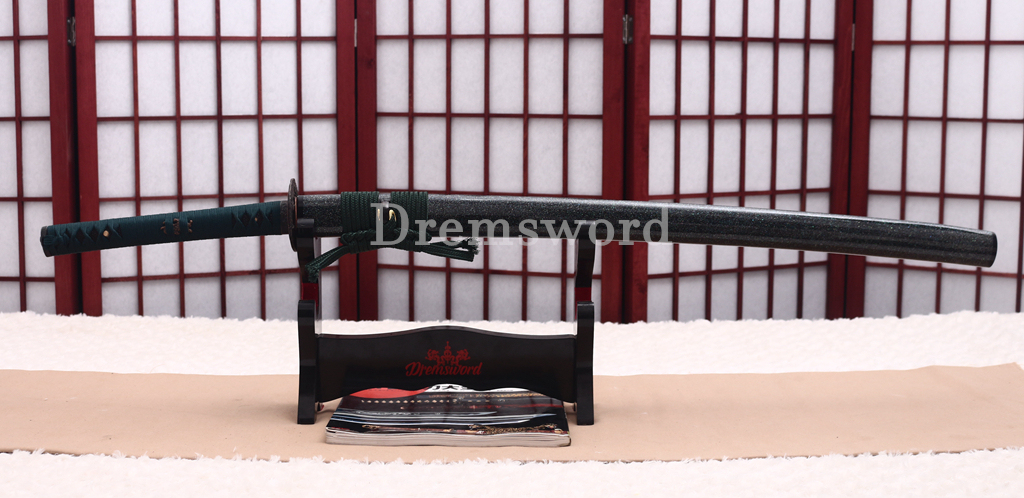 L6 Steel Katana 3.8cm Wide Heavy Cutter Japanese Samurai Sword for Battle & Practice HIRA-ZUKURI Green