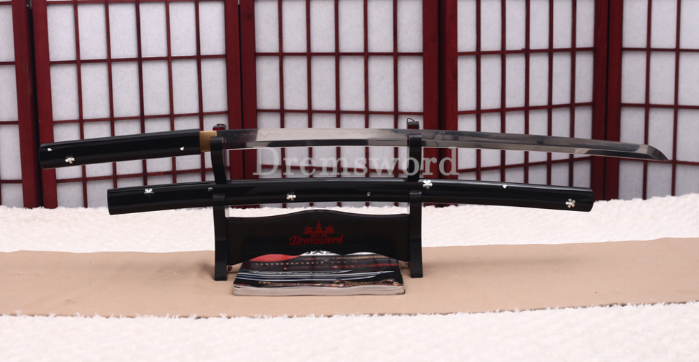 T10 Clay Tempered Shirasaya Kill Bill Oren Ishi Katana Japanese Samurai Sword SHINOGI-ZUKURI Full Tang Black