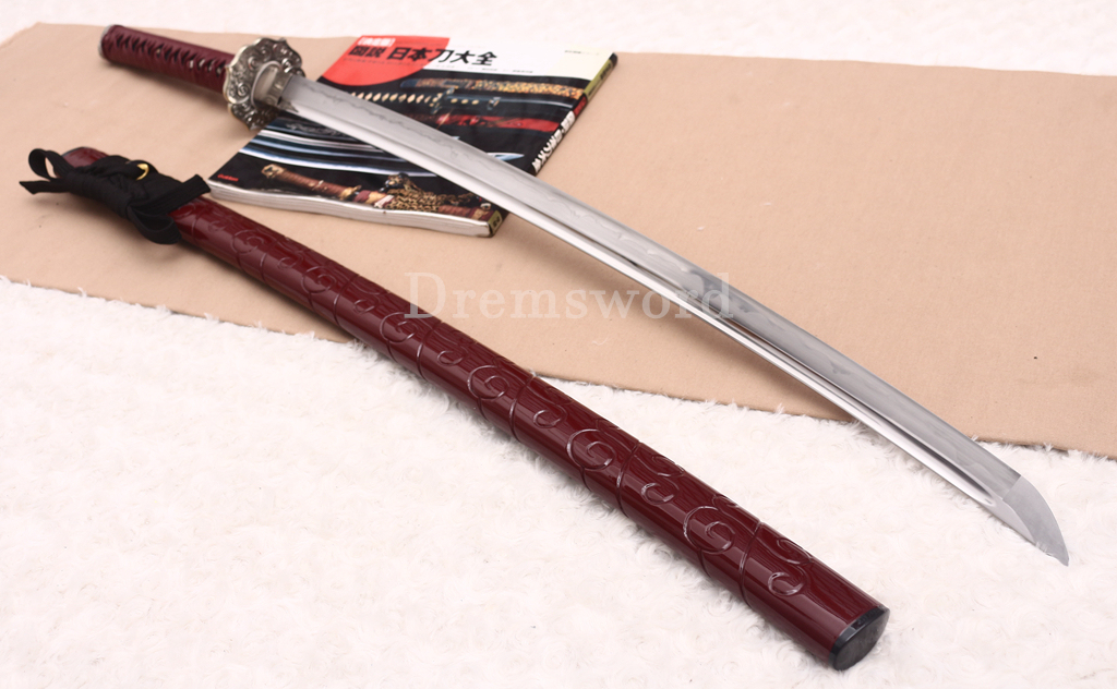 T10 Clay Tempered Katana Hadori Polishing Togari Hamon Japanese Samurai Sword SHINOGI-ZUKURI Hand Carved Ox Horn Saya Red