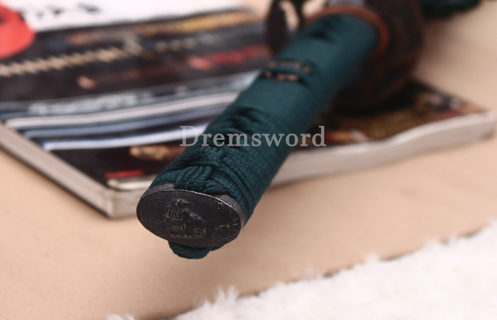 L6 Steel Katana 3.8cm Wide Heavy Cutter Japanese Samurai Sword for Battle & Practice HIRA-ZUKURI Green