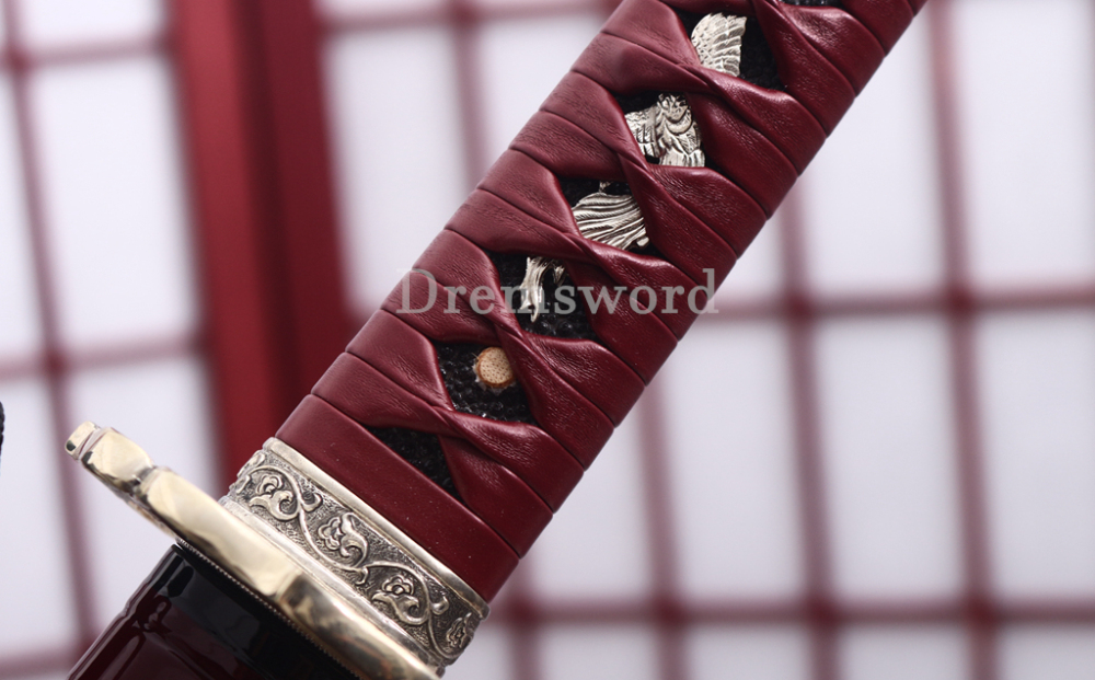 T10 Clay Tempered Katana Hadori Polishing Togari Hamon Japanese Samurai Sword SHINOGI-ZUKURI Hand Carved Ox Horn Saya Red