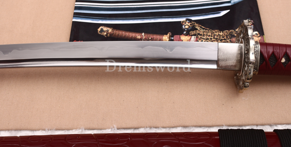 T10 Clay Tempered Katana Hadori Polishing Togari Hamon Japanese Samurai Sword SHINOGI-ZUKURI Hand Carved Ox Horn Saya Red