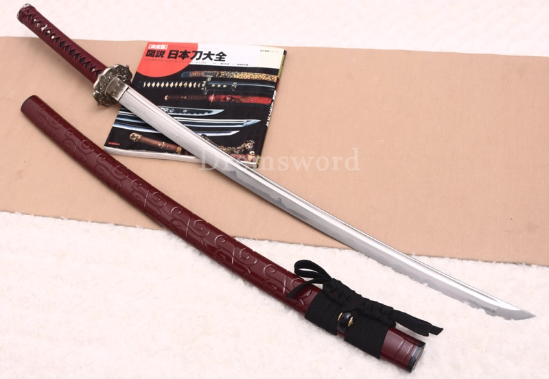 T10 Clay Tempered Katana Hadori Polishing Togari Hamon Japanese Samurai Sword SHINOGI-ZUKURI Hand Carved Ox Horn Saya Red