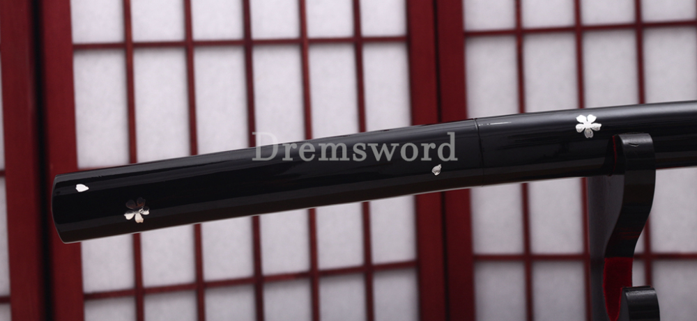 T10 Clay Tempered Shirasaya Kill Bill Oren Ishi Katana Japanese Samurai Sword SHINOGI-ZUKURI Full Tang Black