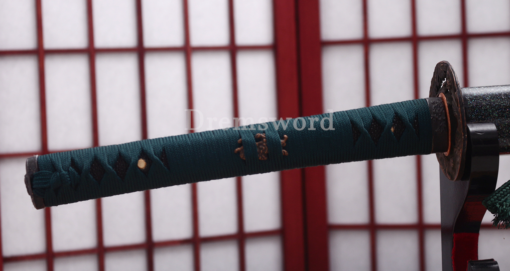 L6 Steel Katana 3.8cm Wide Heavy Cutter Japanese Samurai Sword for Battle & Practice HIRA-ZUKURI Green